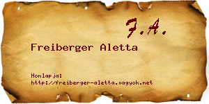 Freiberger Aletta névjegykártya
